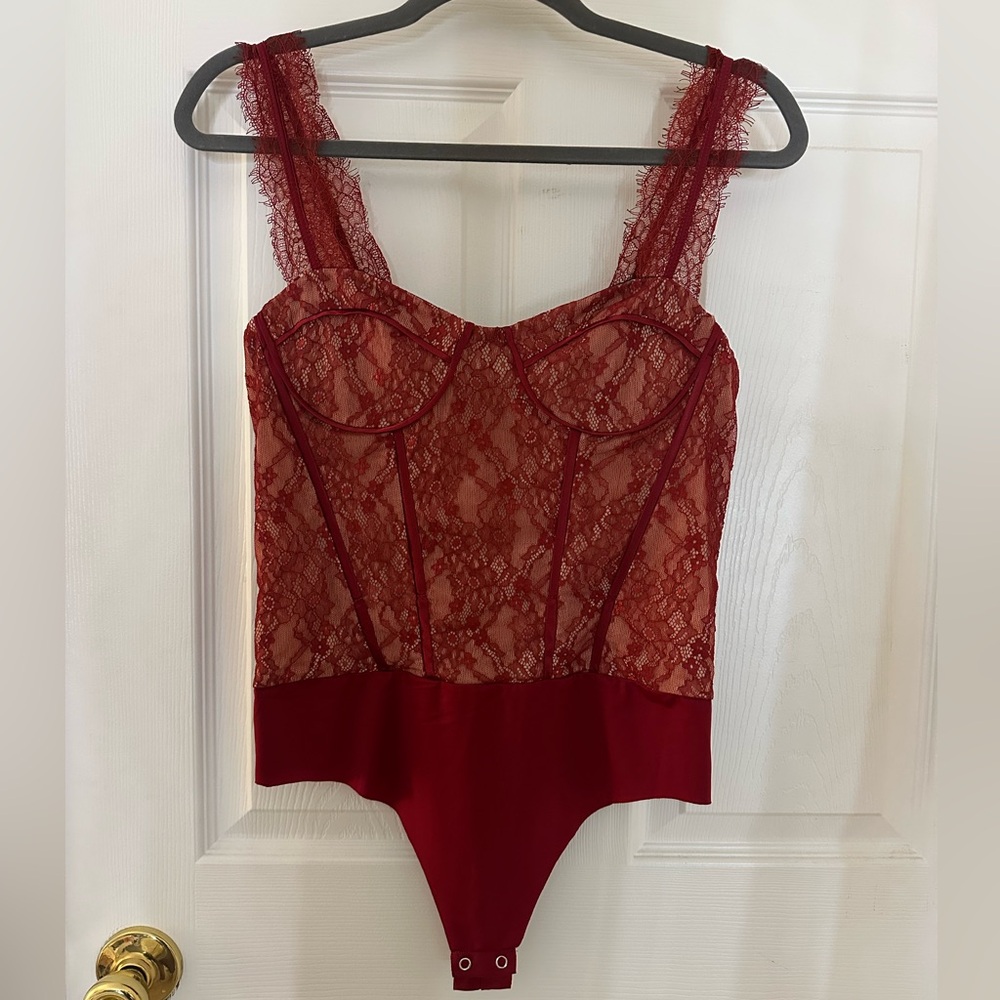 Vici Deep Red Lace Bodysuit